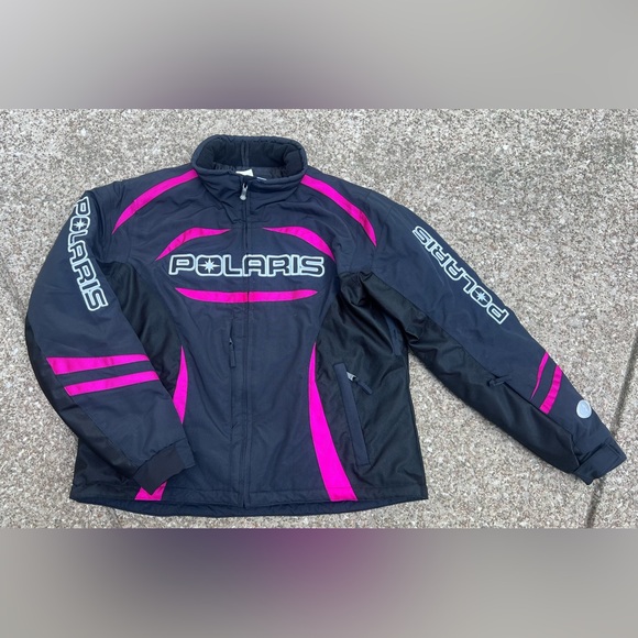 Polaris Women’s Snowmobile Racing Jacket XL Black & Pink - Picture 1 of 11